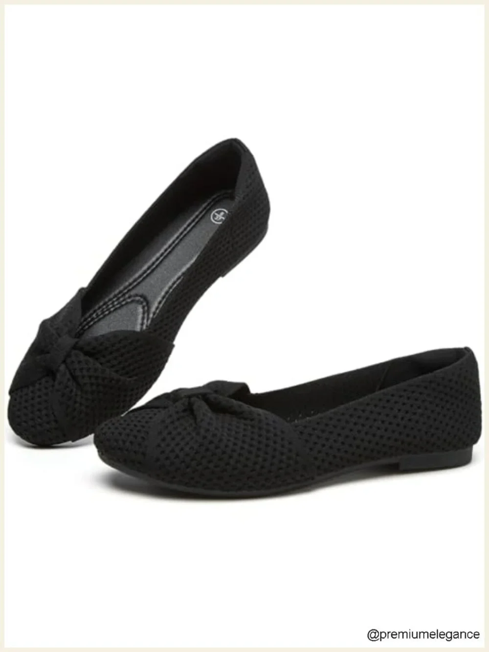 Chic Bow Flats Memory Foam Ballet Slip Ons Breathable Knit Round Toe